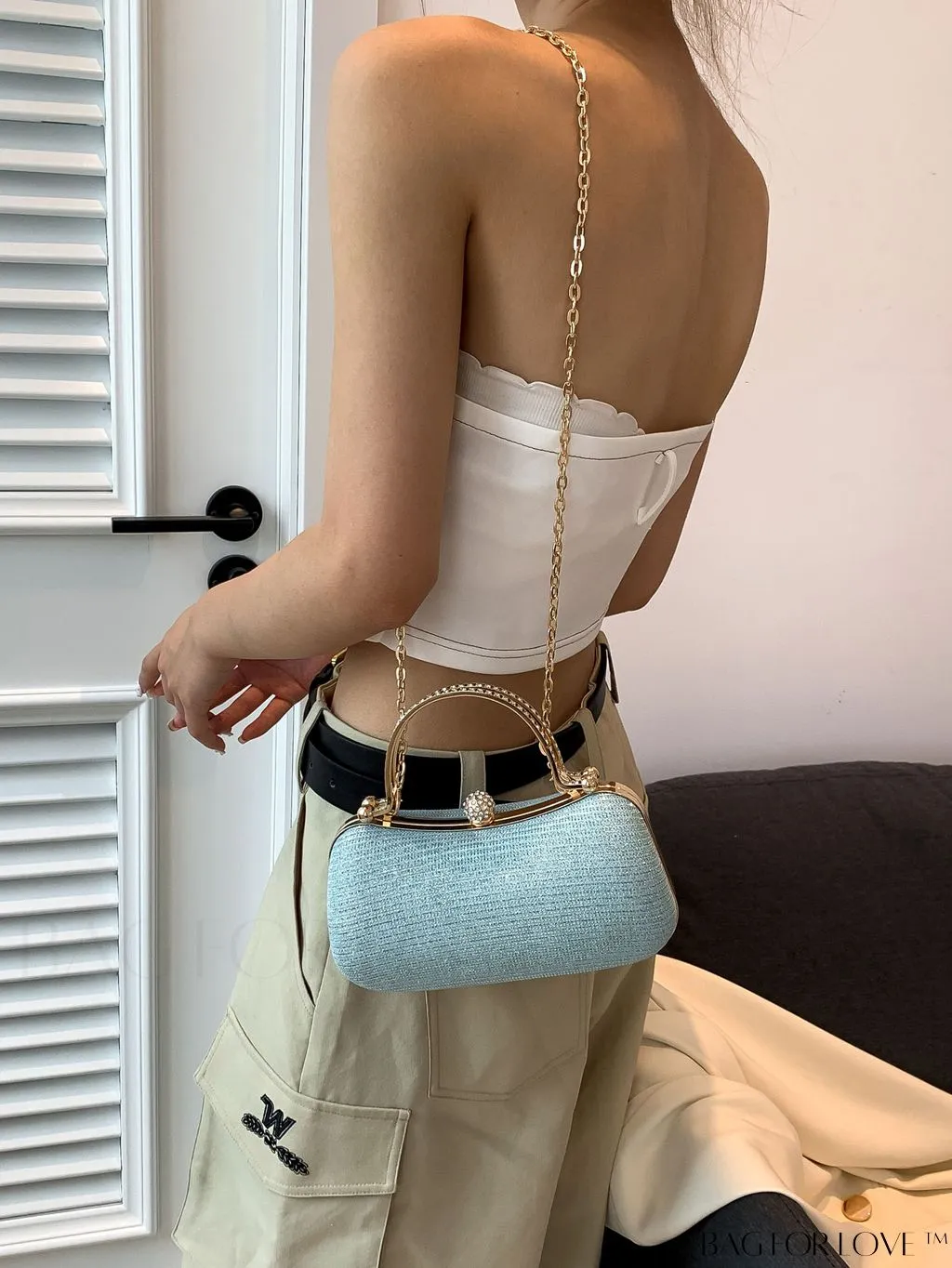 BagForLove - Stylish Womens PU Geometric Top-Handle Clutch Bag