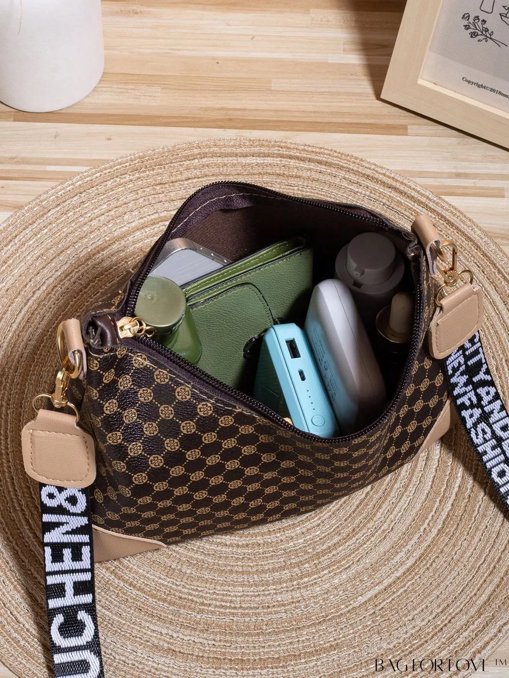 BagForLove - Tape Weave Print Bucket Crossbody Bag