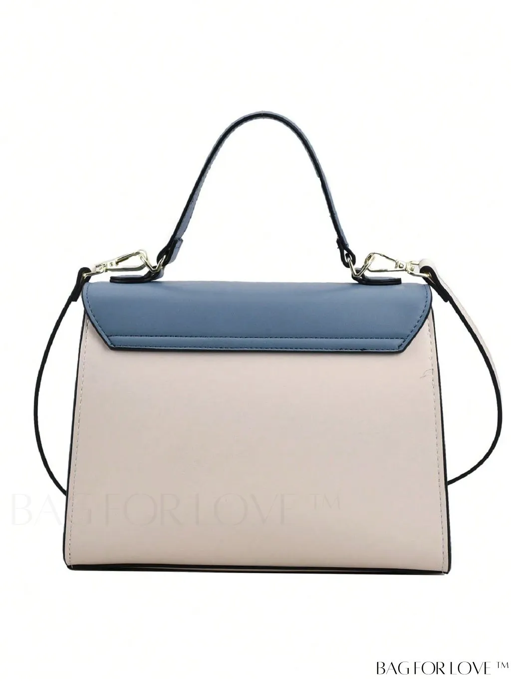 BagForLove - Two-Tone Letter Graphic Flap Square Bag - Medium Size