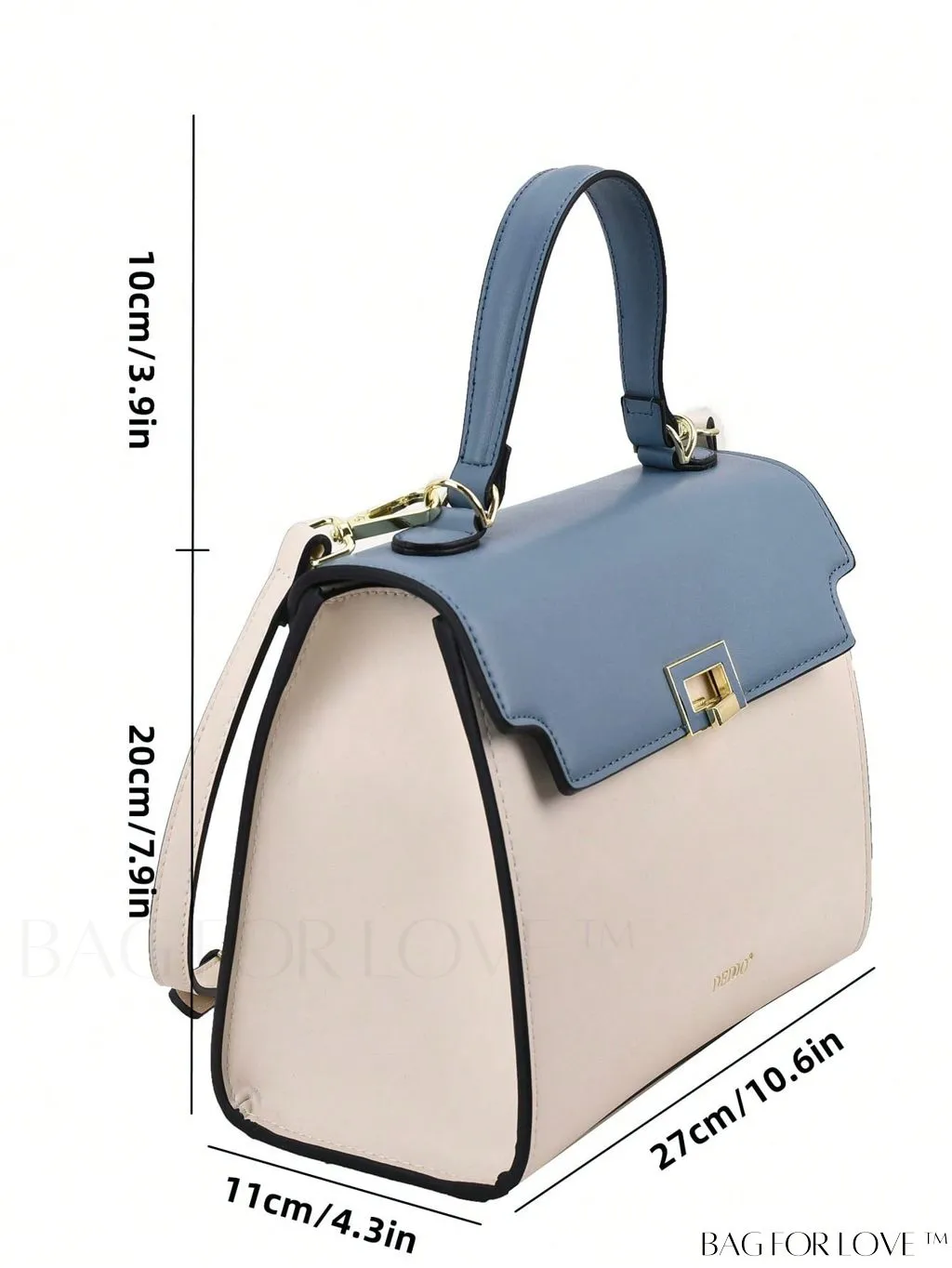 BagForLove - Two-Tone Letter Graphic Flap Square Bag - Medium Size