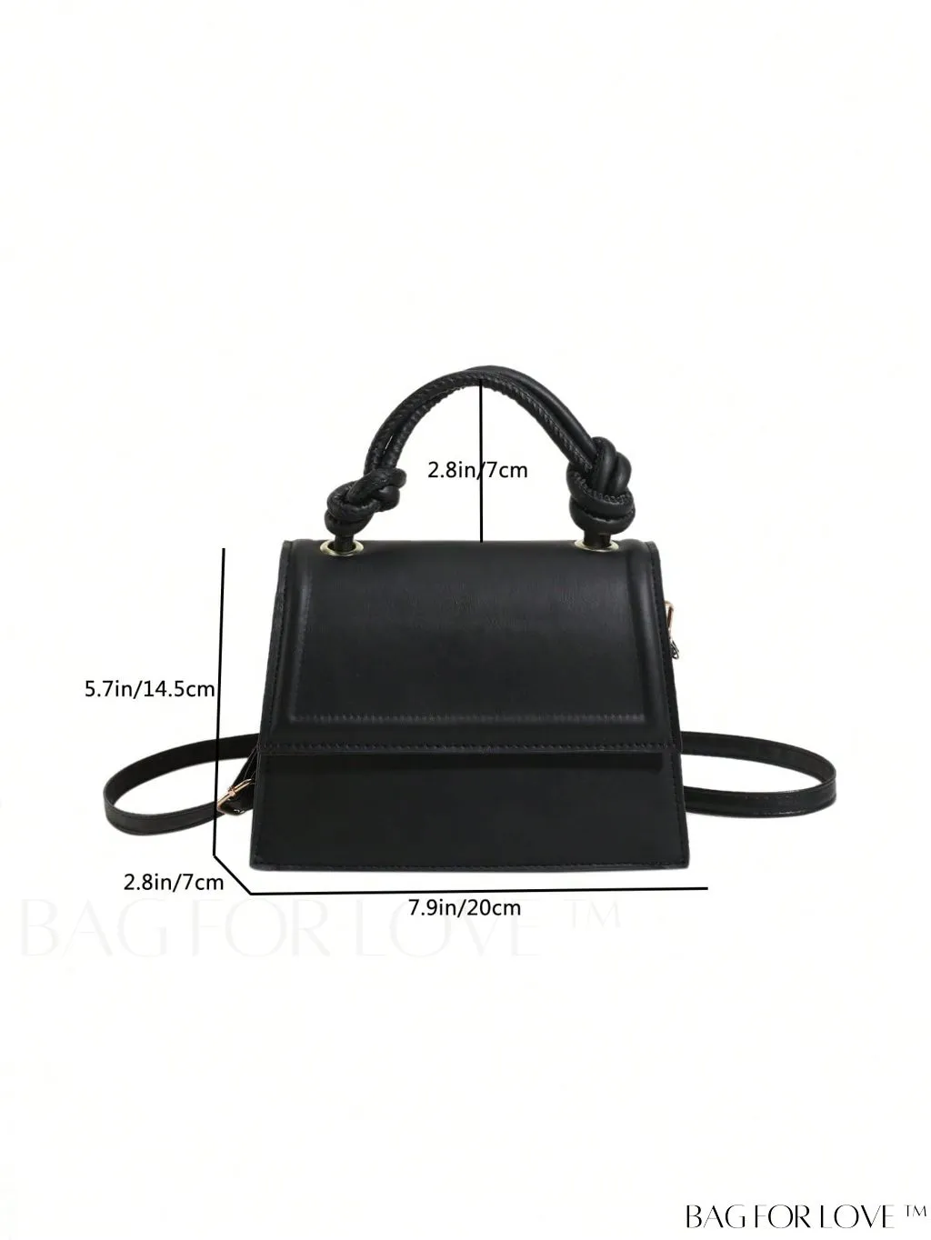 BagForLove - Versatile Adjustable-Strap Mini Square Bag in Black with Flap Cover - PU Material