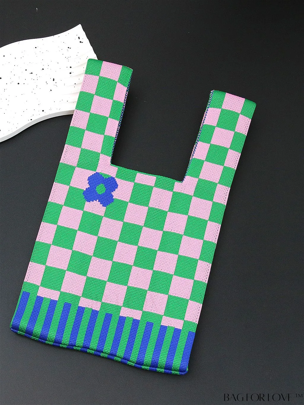 BagForLove - Womens Japanese-style Knitted Tote Bag: Chic Rhombus Pattern, Spacious & Versatile