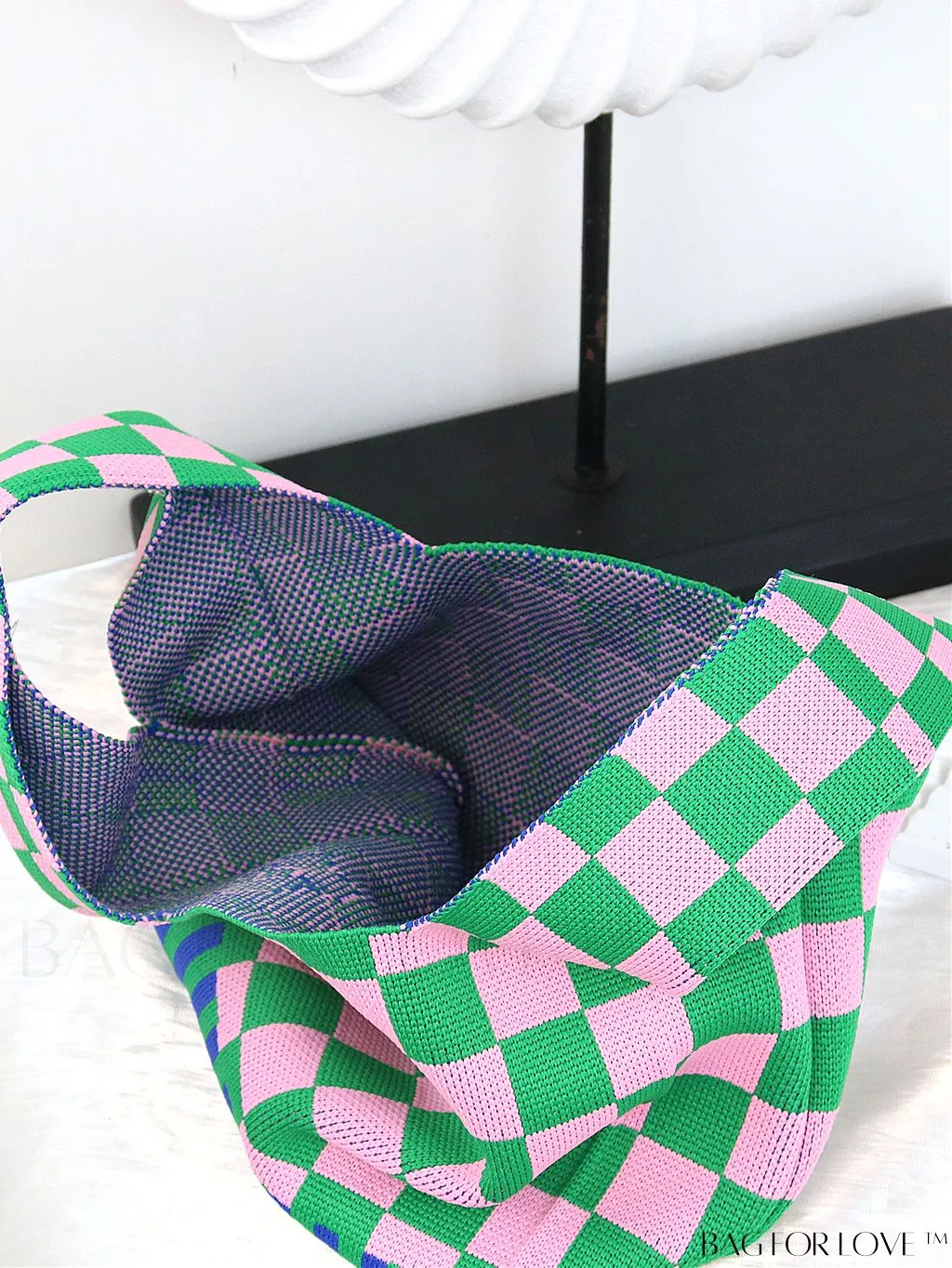 BagForLove - Womens Japanese-style Knitted Tote Bag: Chic Rhombus Pattern, Spacious & Versatile