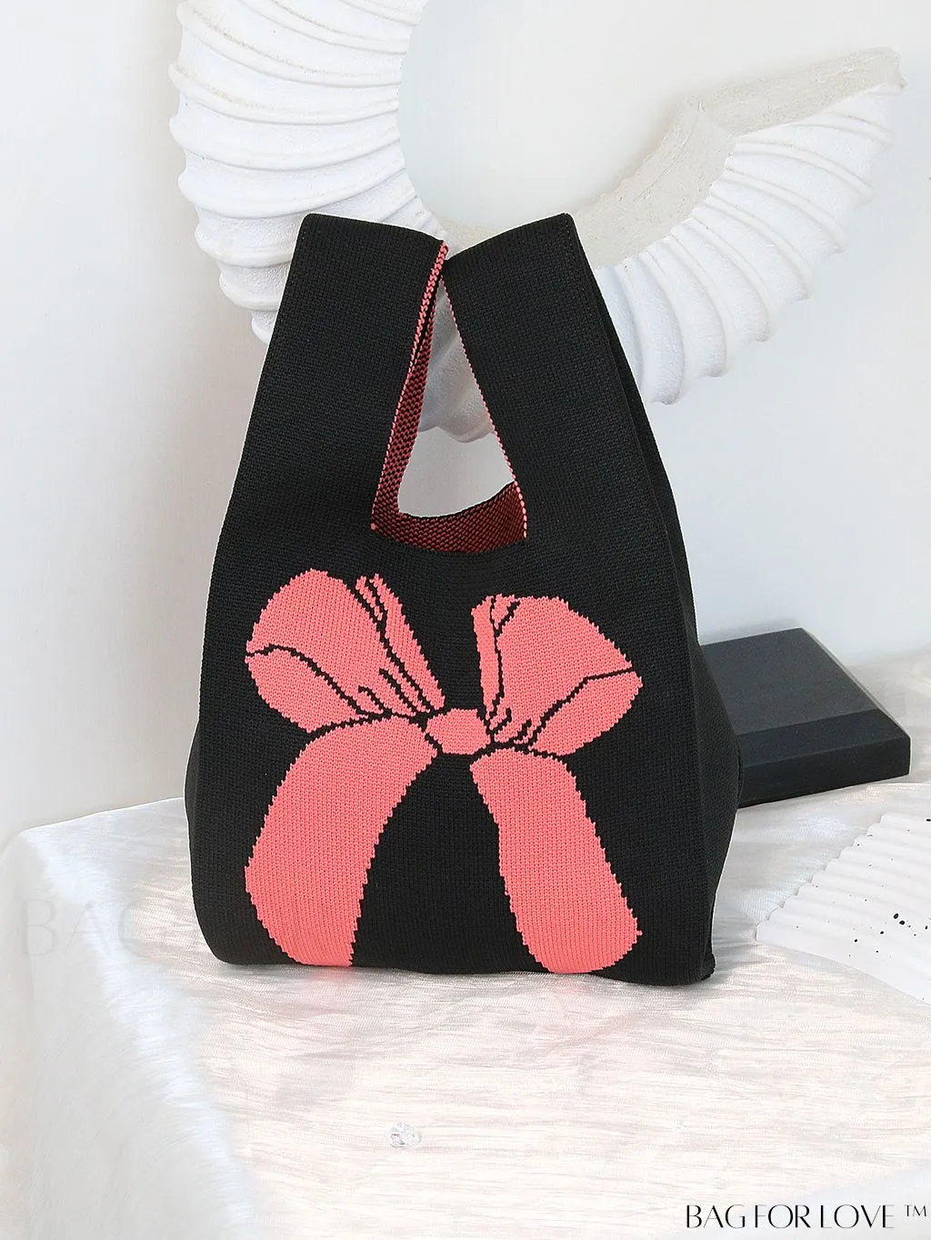 BagForLove - Womens Japanese-style Knitted Tote Bag: Chic Rhombus Pattern, Spacious & Versatile