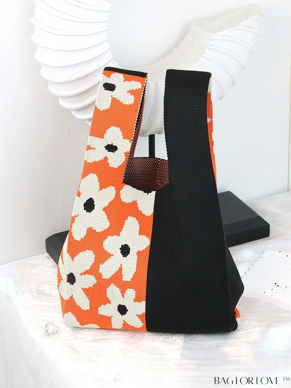 BagForLove - Womens Japanese-style Knitted Tote Bag: Chic Rhombus Pattern, Spacious & Versatile