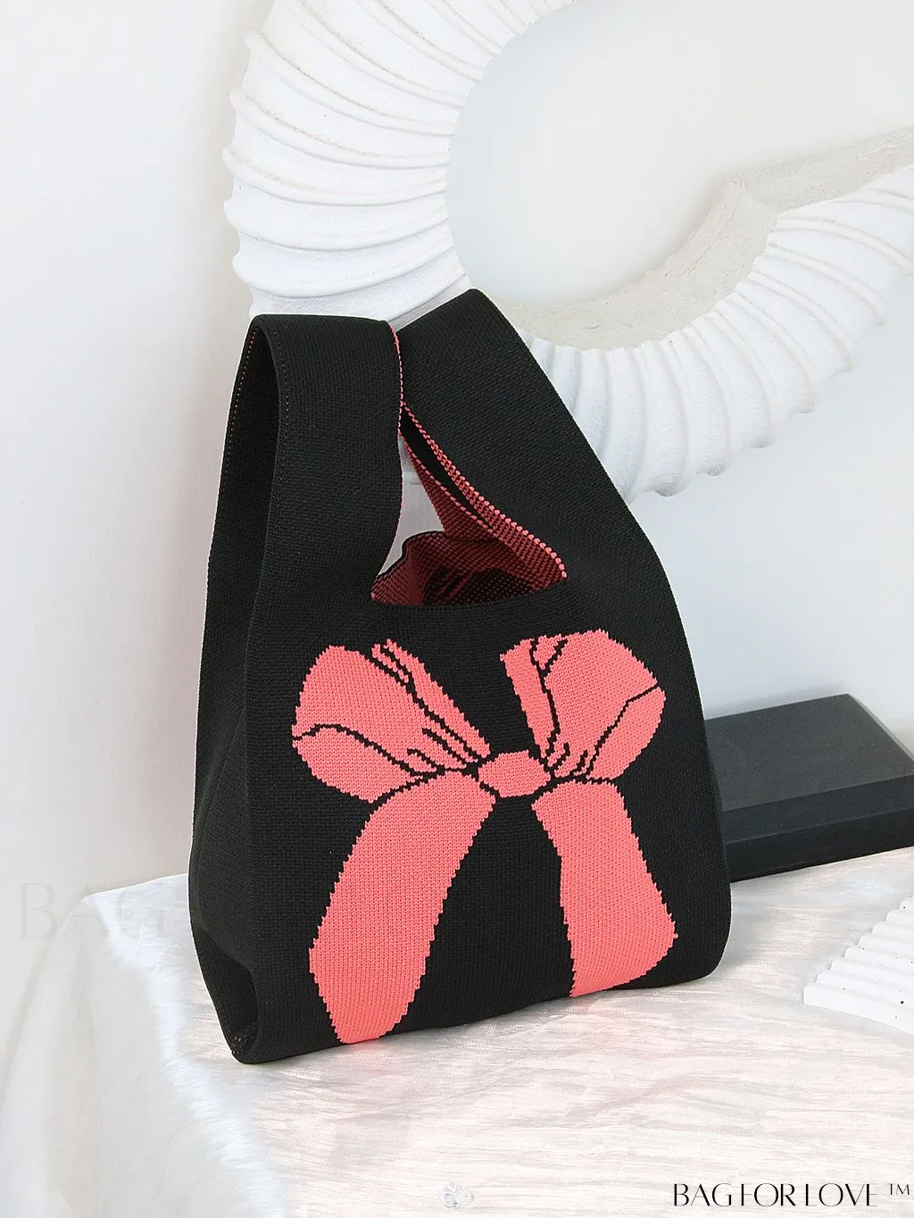 BagForLove - Womens Japanese-style Knitted Tote Bag: Chic Rhombus Pattern, Spacious & Versatile