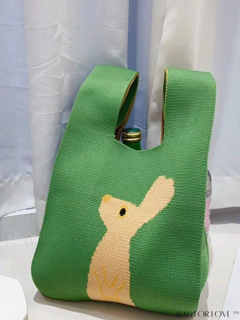 BagForLove - Womens Japanese-style Knitted Tote Bag: Chic Rhombus Pattern, Spacious & Versatile