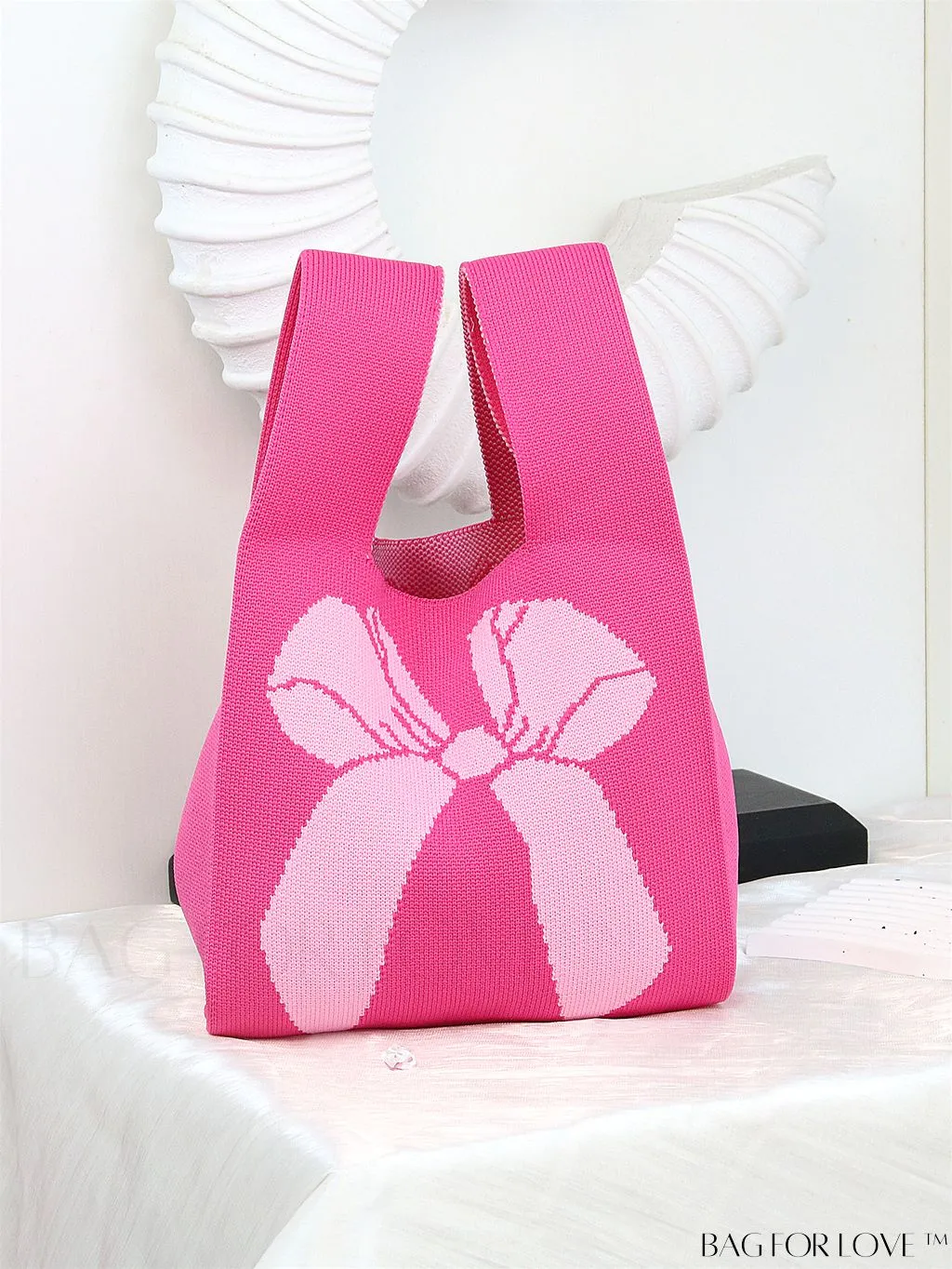 BagForLove - Womens Japanese-style Knitted Tote Bag: Chic Rhombus Pattern, Spacious & Versatile