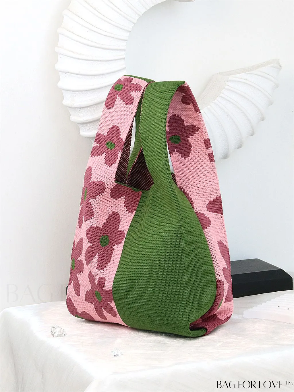 BagForLove - Womens Japanese-style Knitted Tote Bag: Chic Rhombus Pattern, Spacious & Versatile