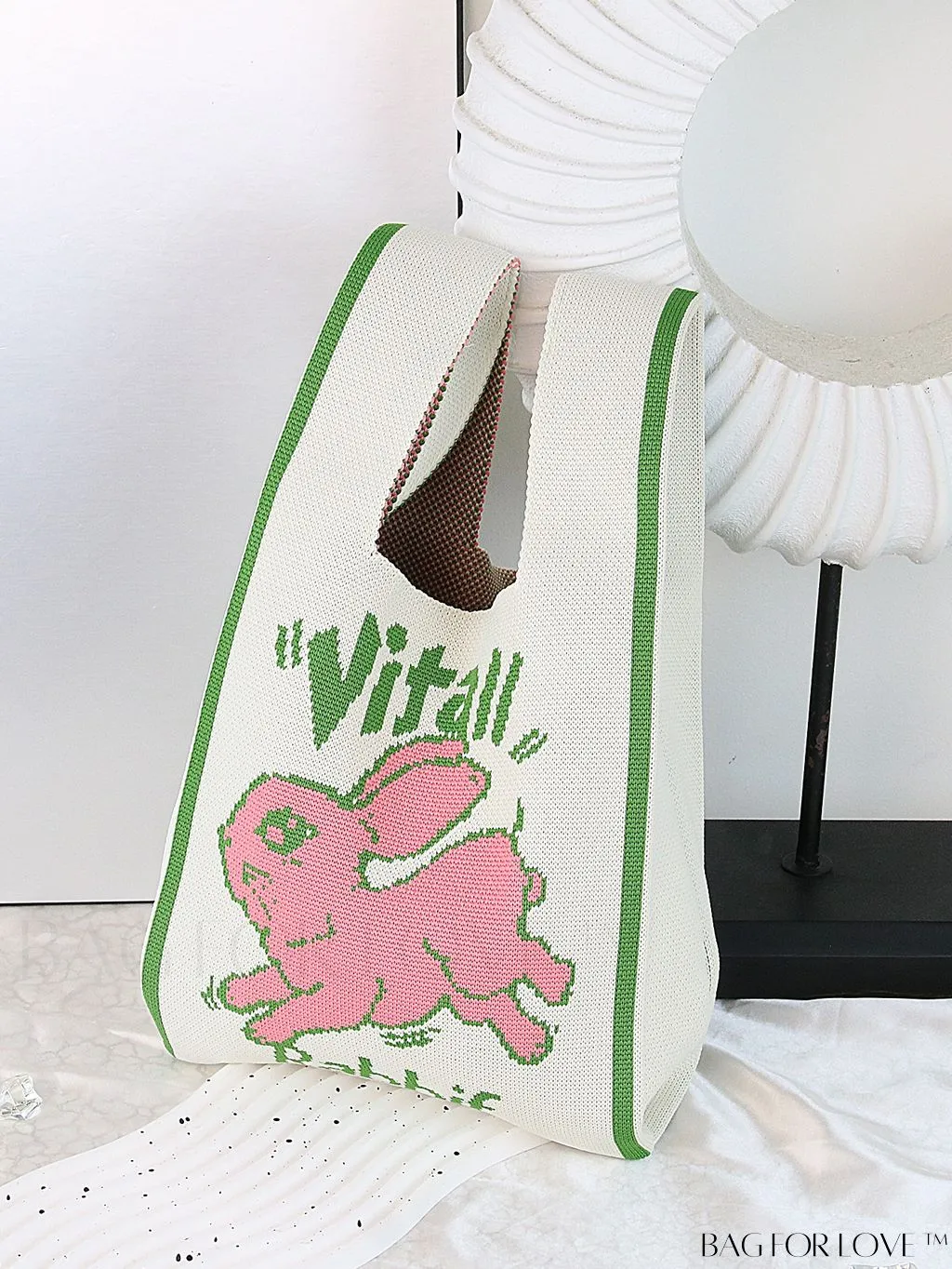 BagForLove - Womens Japanese-style Knitted Tote Bag: Chic Rhombus Pattern, Spacious & Versatile
