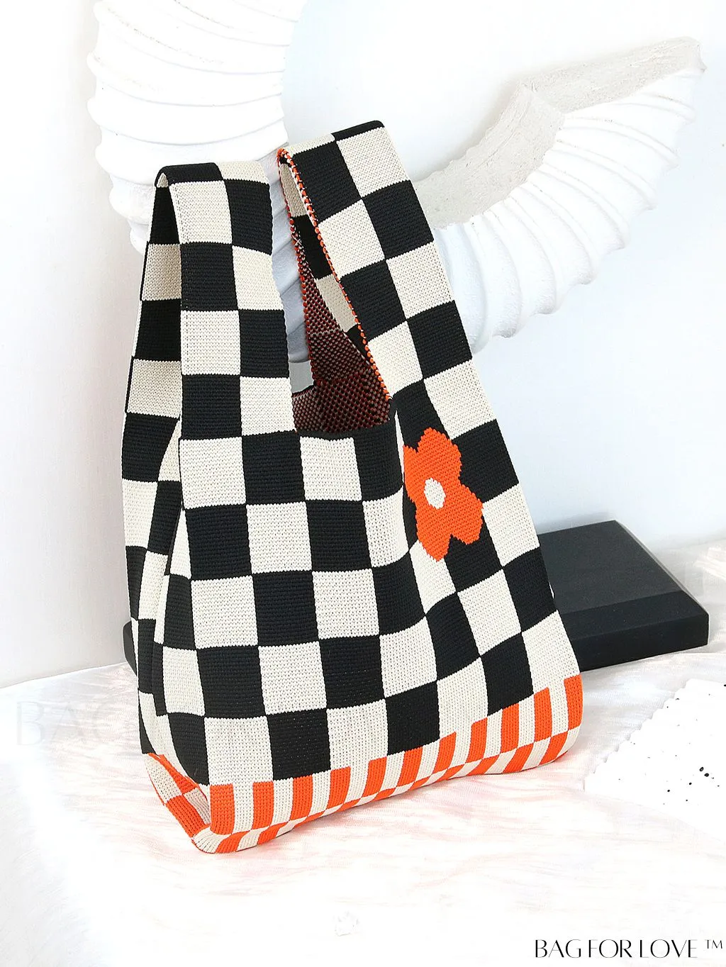 BagForLove - Womens Japanese-style Knitted Tote Bag: Chic Rhombus Pattern, Spacious & Versatile