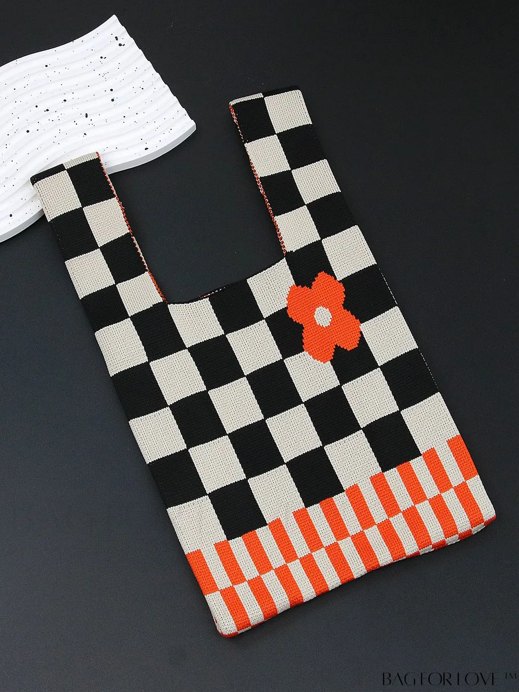 BagForLove - Womens Japanese-style Knitted Tote Bag: Chic Rhombus Pattern, Spacious & Versatile