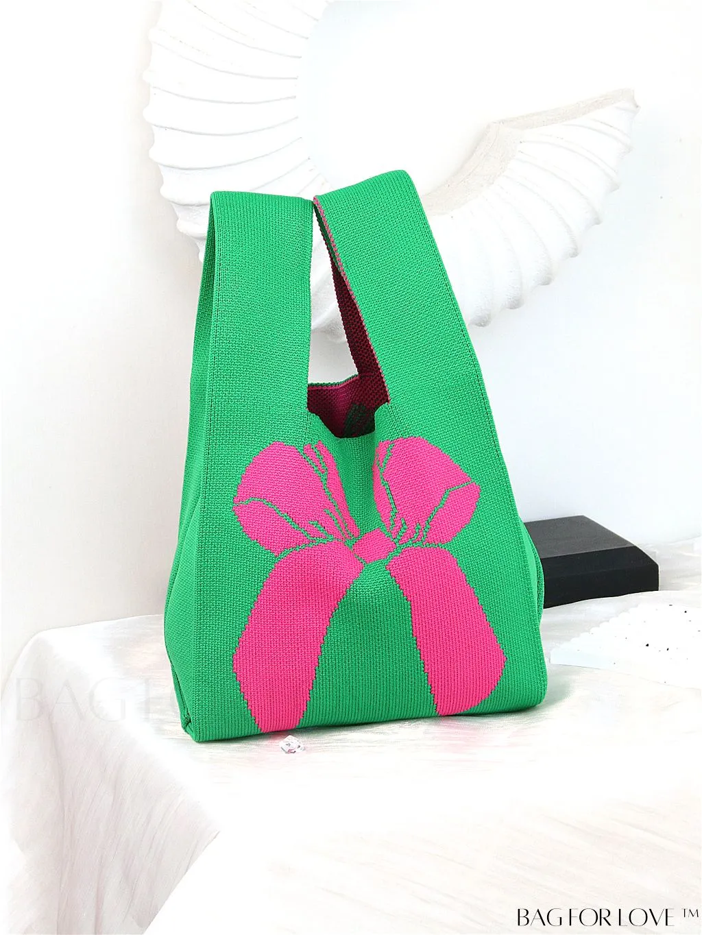 BagForLove - Womens Japanese-style Knitted Tote Bag: Chic Rhombus Pattern, Spacious & Versatile