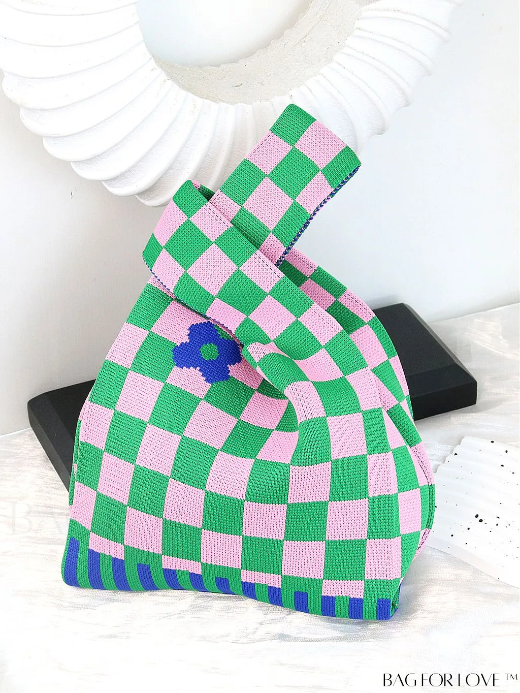 BagForLove - Womens Japanese-style Knitted Tote Bag: Chic Rhombus Pattern, Spacious & Versatile