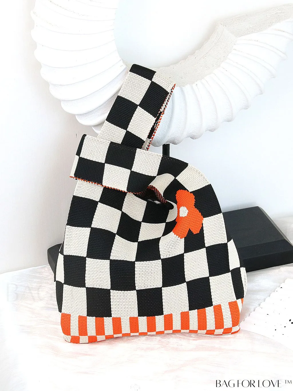 BagForLove - Womens Japanese-style Knitted Tote Bag: Chic Rhombus Pattern, Spacious & Versatile