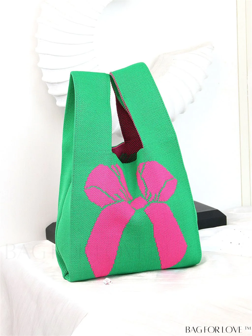 BagForLove - Womens Japanese-style Knitted Tote Bag: Chic Rhombus Pattern, Spacious & Versatile