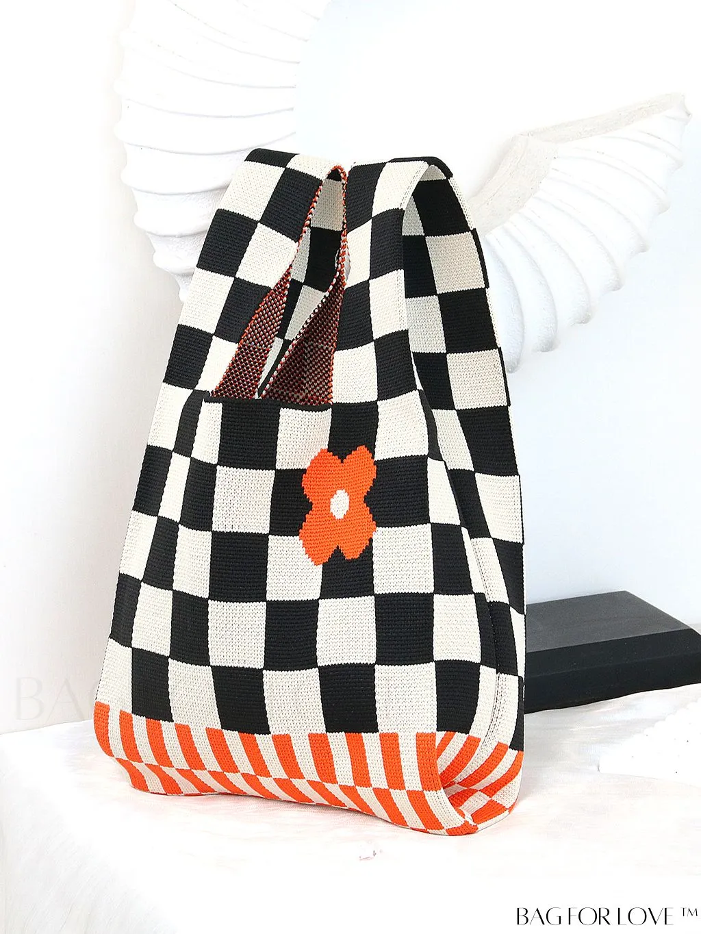 BagForLove - Womens Japanese-style Knitted Tote Bag: Chic Rhombus Pattern, Spacious & Versatile