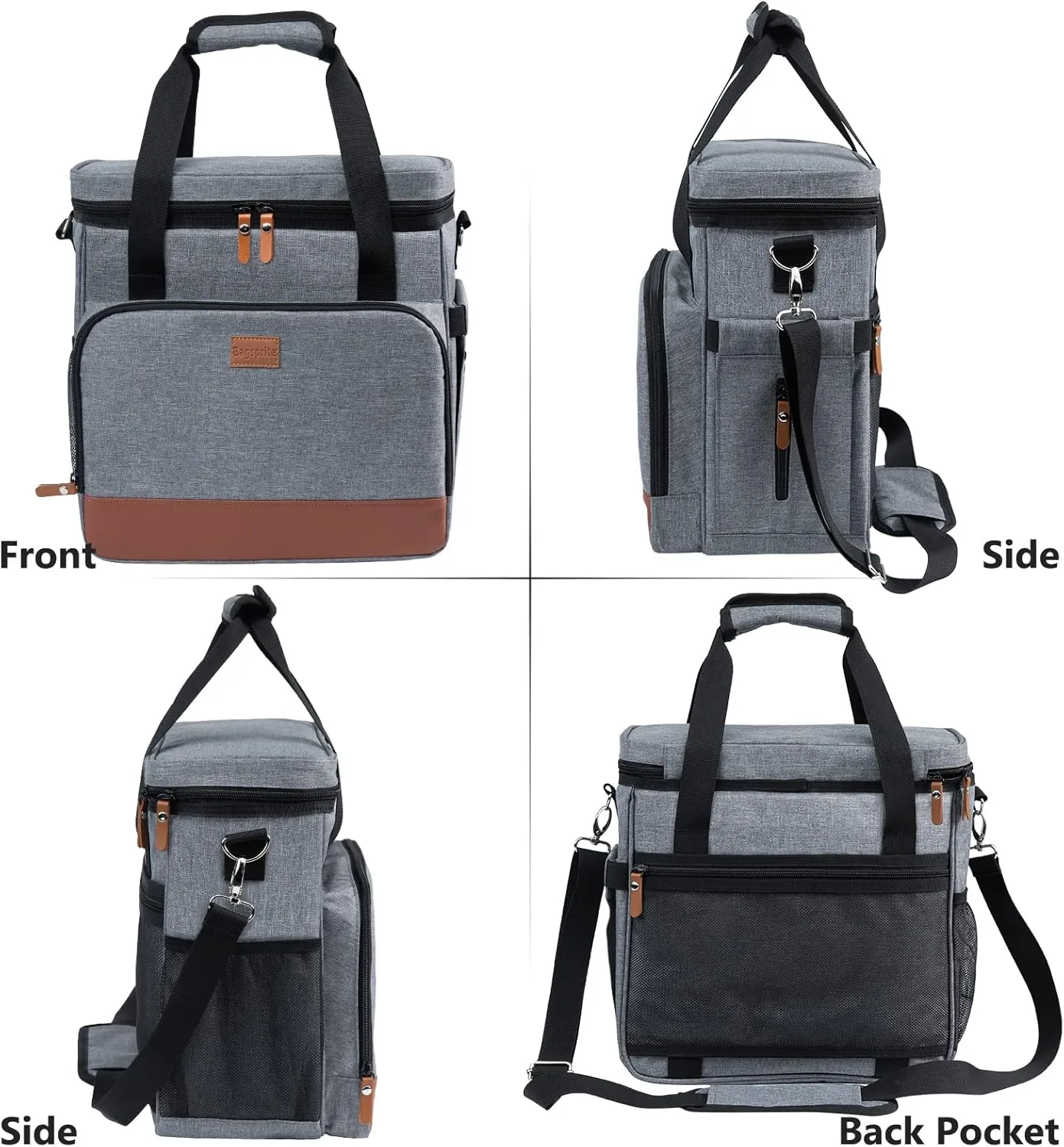 BAGSPRITE Coffee Maker Travel Bag Compatible with Keurig K-Mini or K-Mini Plus, Single Serve Coffee Brewer Carrying Case with Multiple Pockets for K-Cup Pods, Storage Bag With Shoulder Strap Grey