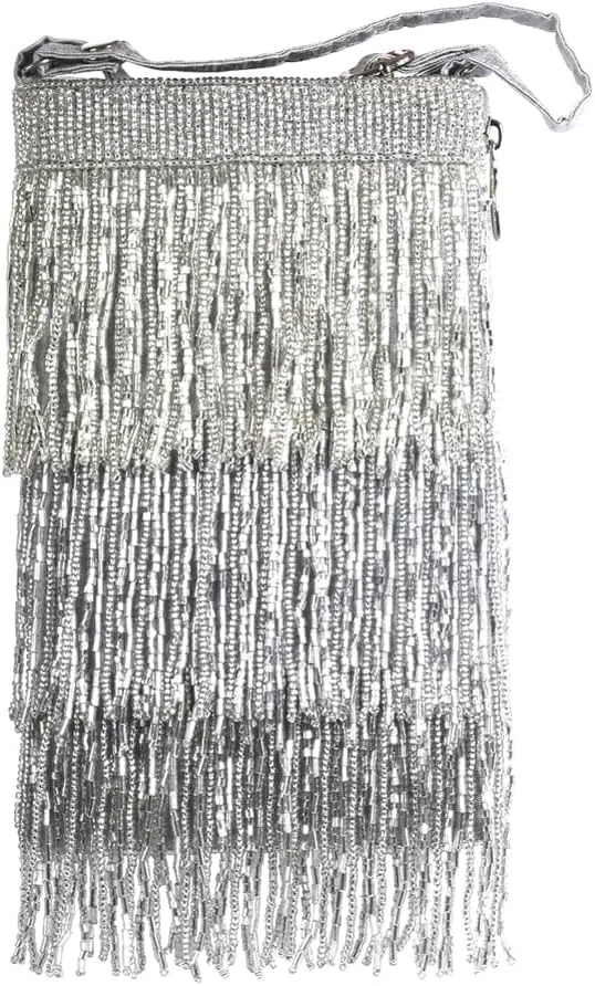 Bamboo Trading Company Roaring 20's Flapper Fringe Beaded Evening Phone Crossbody