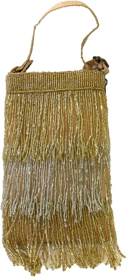 Bamboo Trading Company Roaring 20's Flapper Fringe Beaded Evening Phone Crossbody