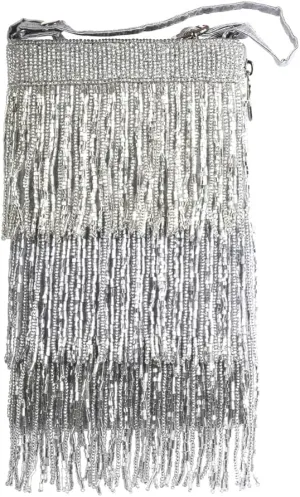 Bamboo Trading Company Roaring 20's Flapper Fringe Beaded Evening Phone Crossbody