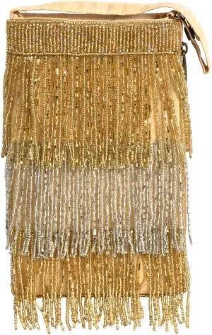 Bamboo Trading Company Roaring 20's Flapper Fringe Beaded Evening Phone Crossbody
