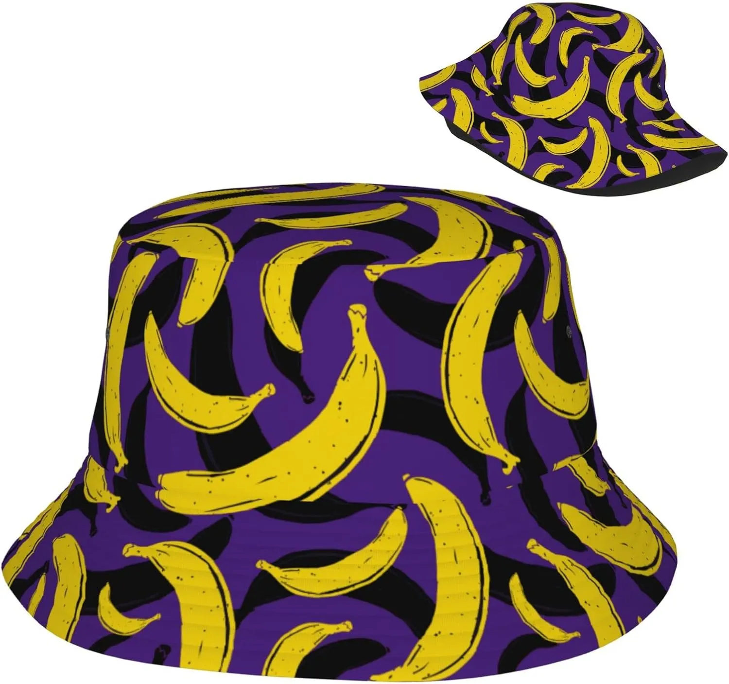 Bananas Bucket Hats for Women Summer Sun Beach Travel Outdoor Fishing Cap Unisex Men Bucket Hat