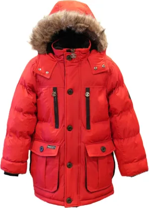Base Camp Parka Puffer for Boys Heavy Puffer Winter Jacket with Hood and Removable Faux Fur