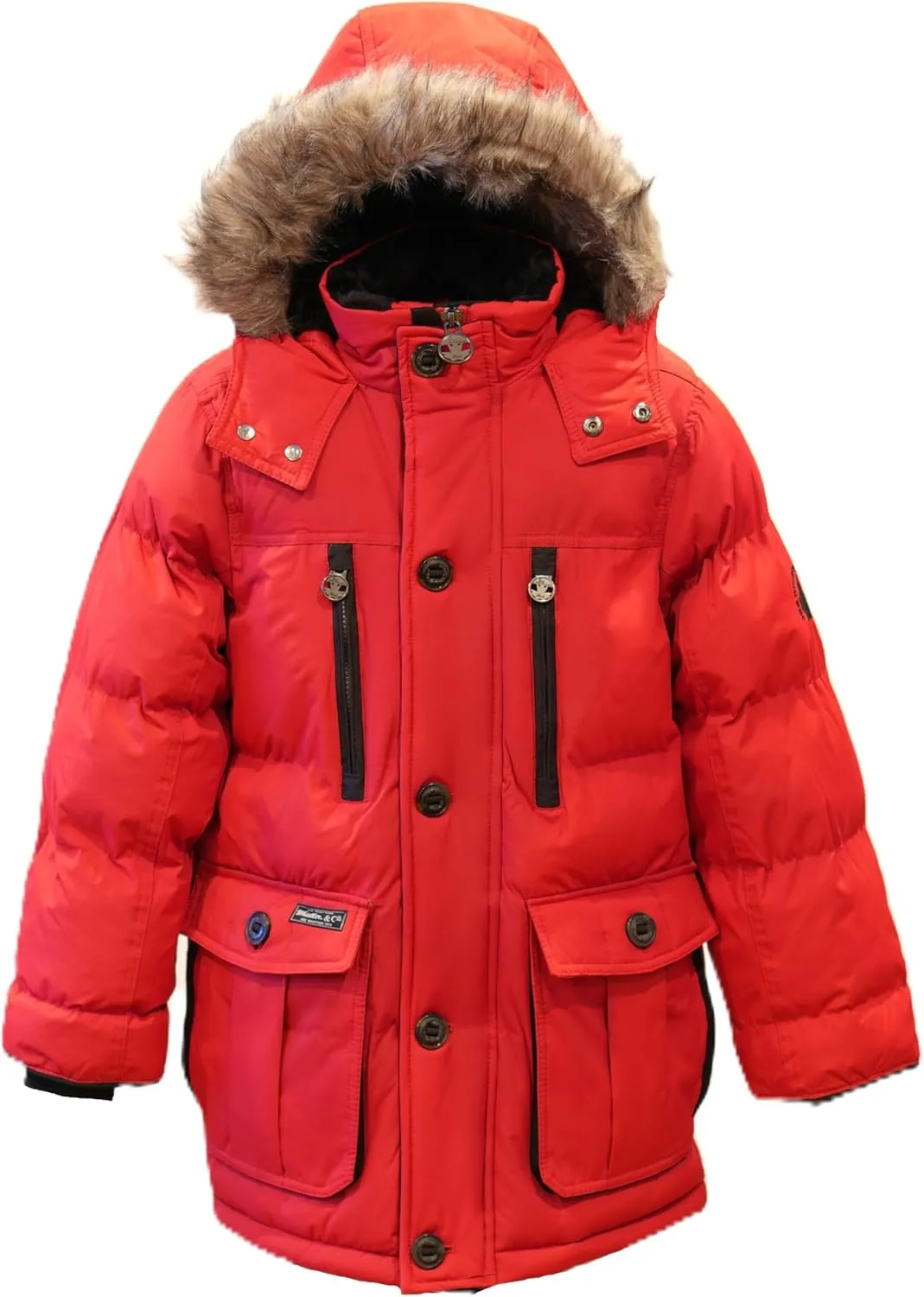 Base Camp Parka Puffer for Boys Heavy Puffer Winter Jacket with Hood and Removable Faux Fur