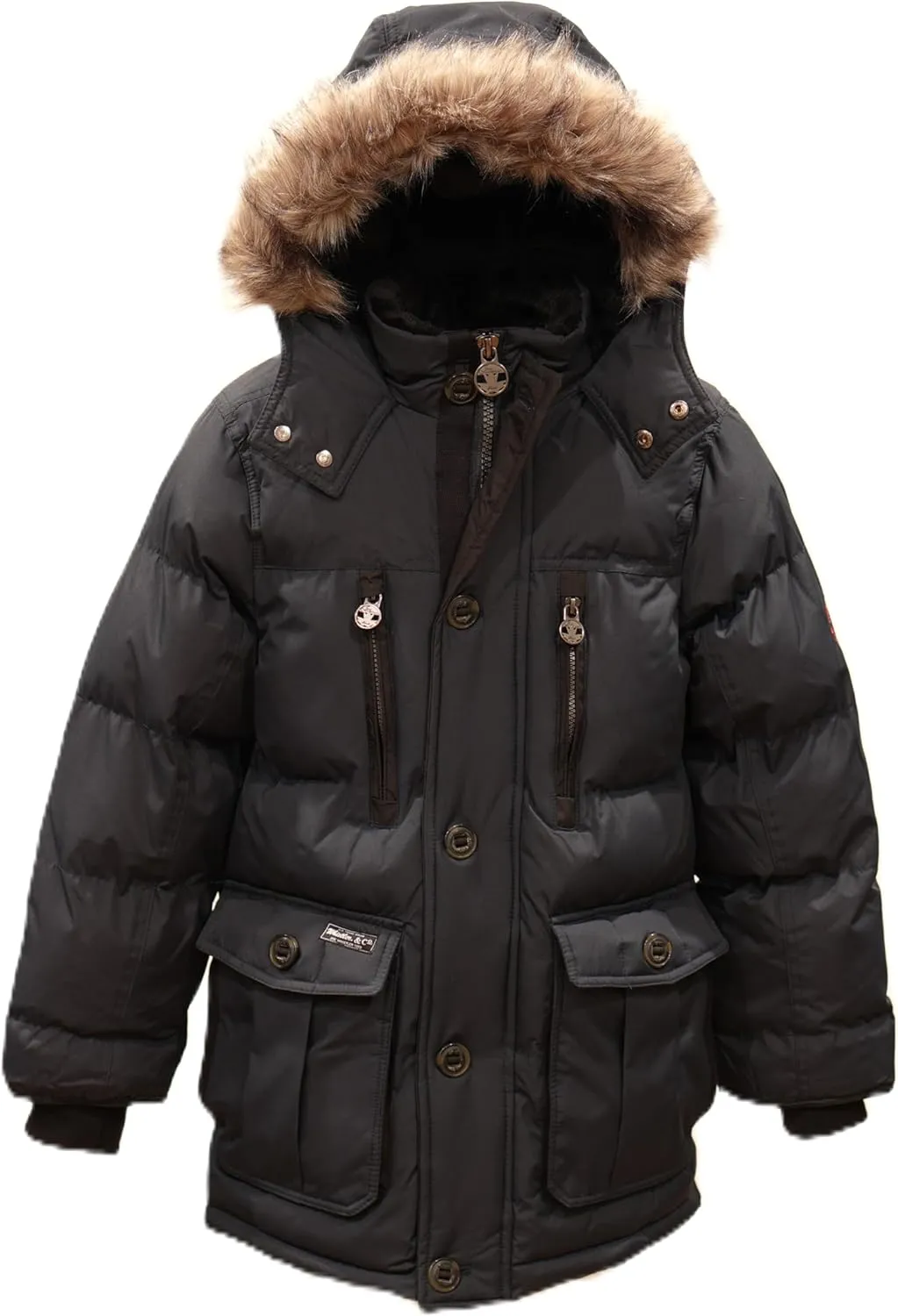 Base Camp Parka Puffer for Boys Heavy Puffer Winter Jacket with Hood and Removable Faux Fur