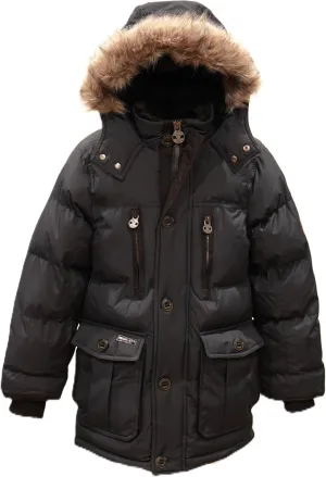Base Camp Parka Puffer for Boys Heavy Puffer Winter Jacket with Hood and Removable Faux Fur