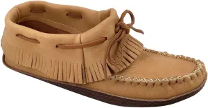 Bastien Industries Men's Moose Hide Leather with Heavy Oil Tan Sole Fringed Earthing Moccasins