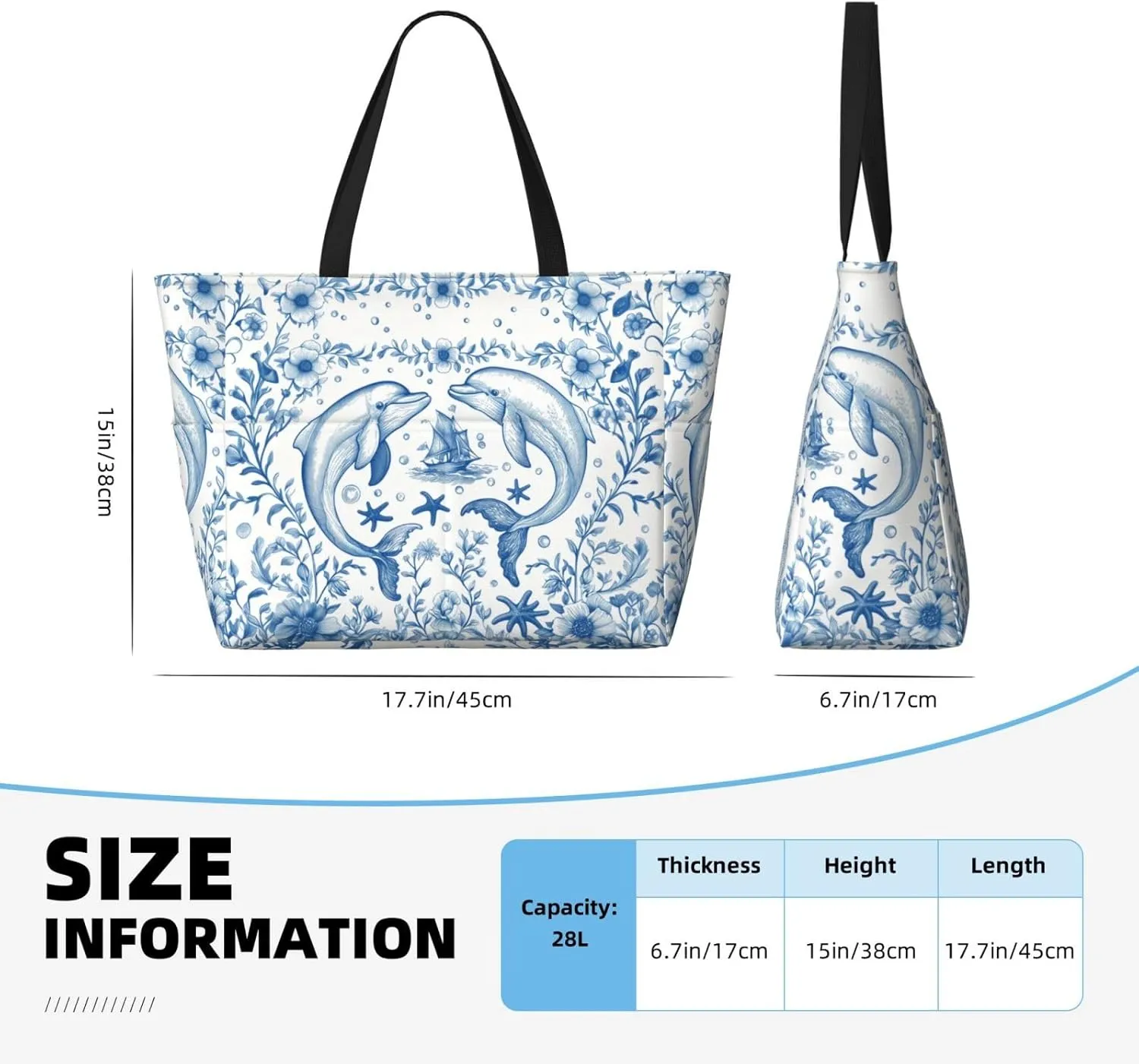 Beach Tote Pool Bag for Women Waterproof and Sand-proof Large Capacity with Zippers for Travel Vacation Gym