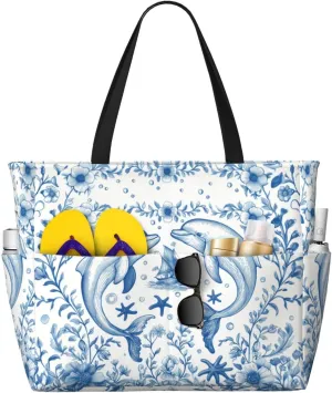 Beach Tote Pool Bag for Women Waterproof and Sand-proof Large Capacity with Zippers for Travel Vacation Gym