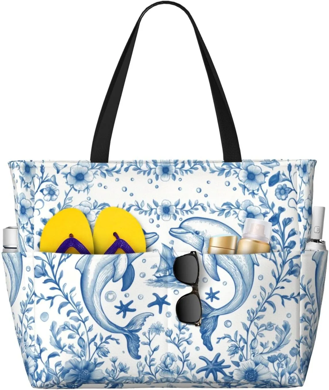 Beach Tote Pool Bag for Women Waterproof and Sand-proof Large Capacity with Zippers for Travel Vacation Gym