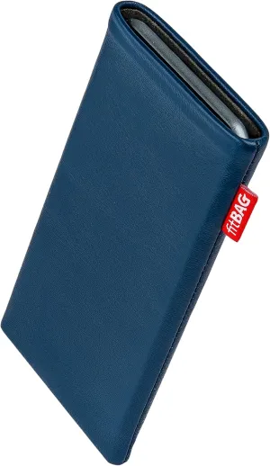 Beat Blue Custom Tailored Sleeve for Mobistel Cynus T8. Fine Nappa Leather Pouch with Integrated Microfibre Lining for Display Cleaning