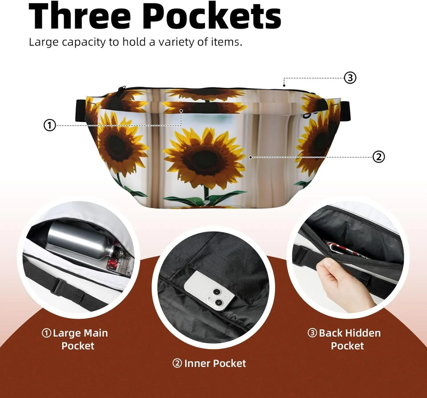 beautiful sunflowers Multi-Purpose Fanny Pack and Crossbody Bag - High Capacity with Zipper Pockets, Ideal for Men and Women