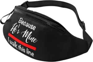 Because He's Mine I Walk This Line Firefighter Wife Sports crossbody waist bag, casual chest bag