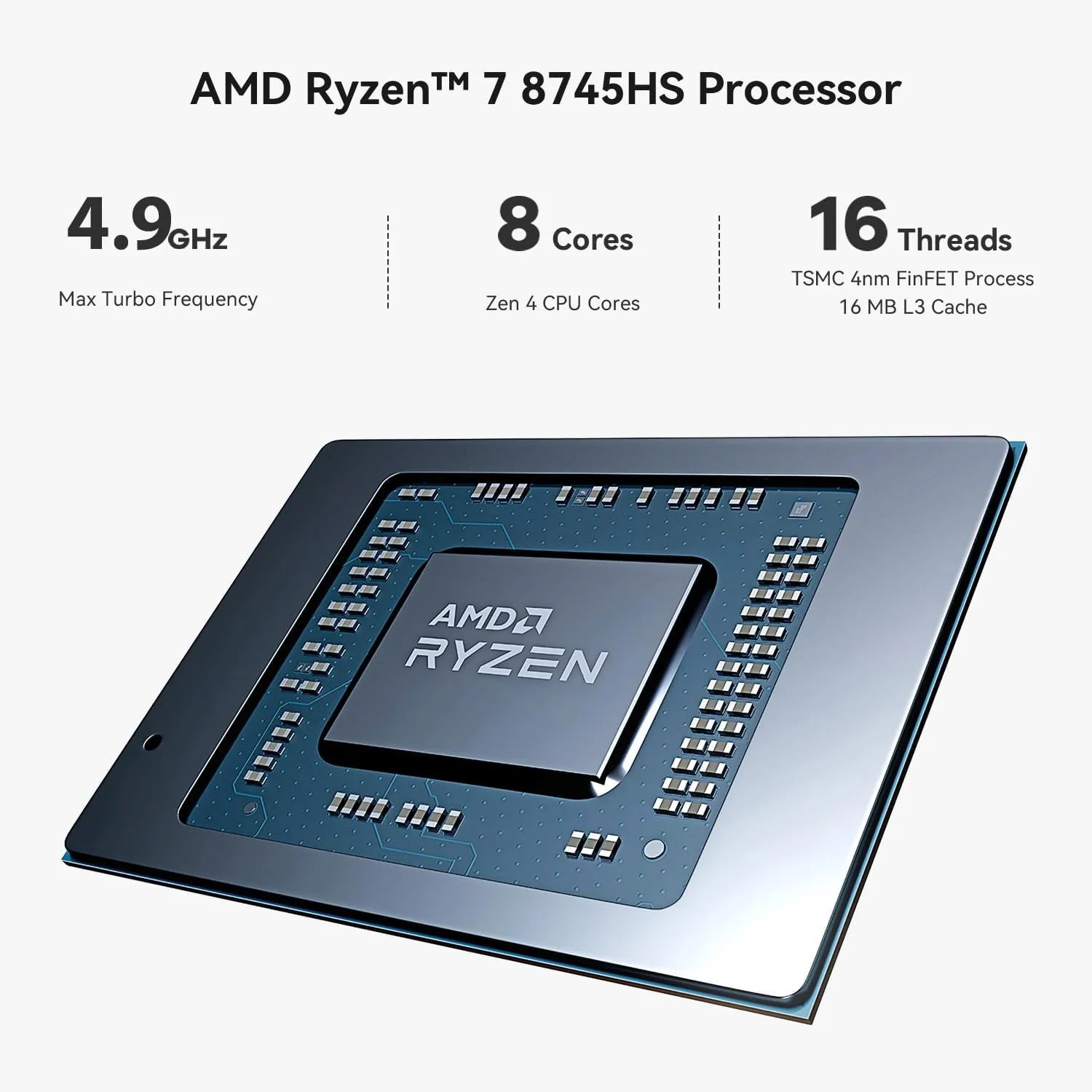 Beelink SER8 Mini PC, AMD Ryzen 7 8745HS(4nm, 8C/16T) up to 4.9GHz, Mini Computer 32GB DDR5 RAM 1TB M.2 NVME SSD, Desktop PC 4K@120Hz Triple Display, Mini Gaming Computer WiFi6/BT5.2/2.5Gbps/W-11 Pro