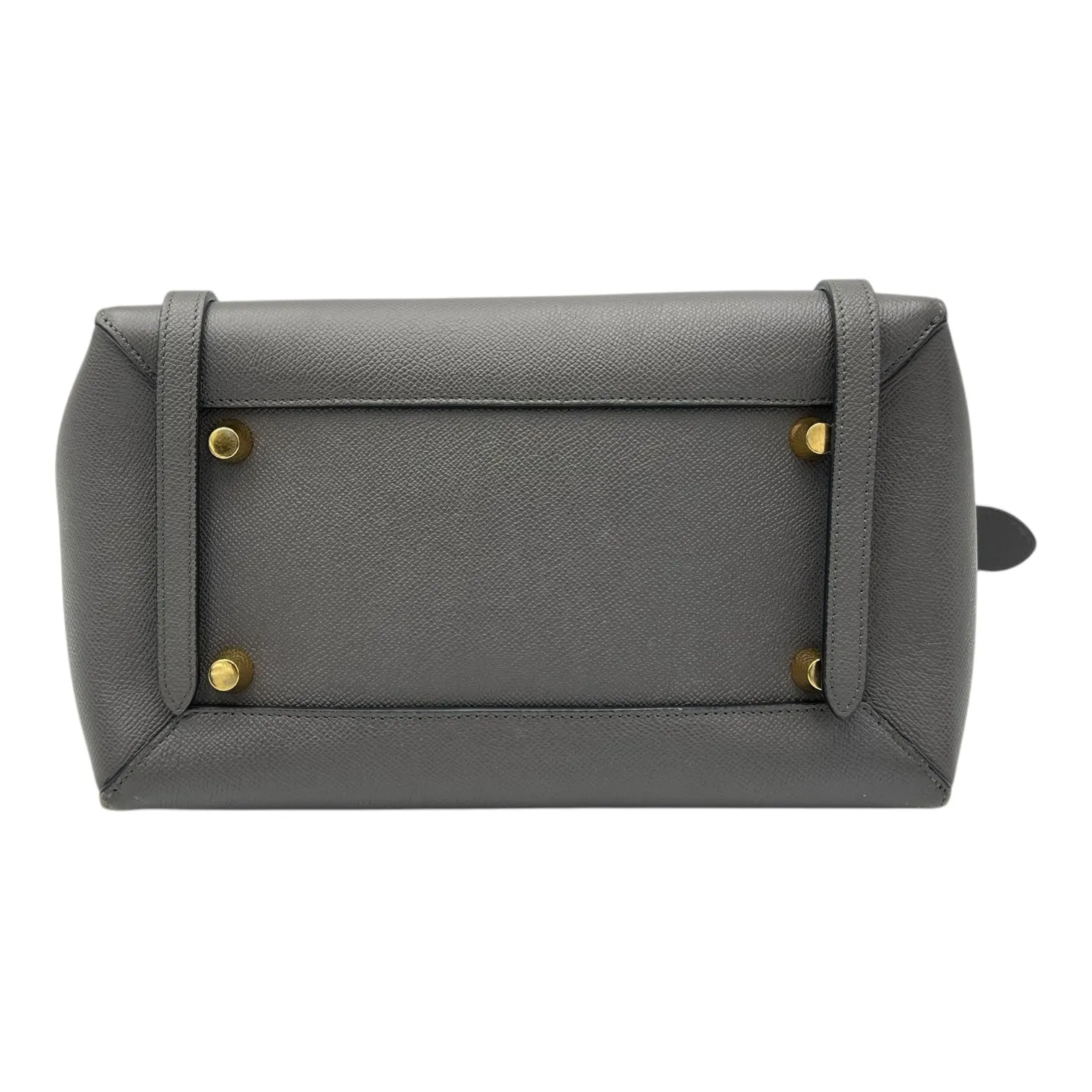Belt Bag Mini Grey Top Handle Bag in Calfskin, Gold hardware