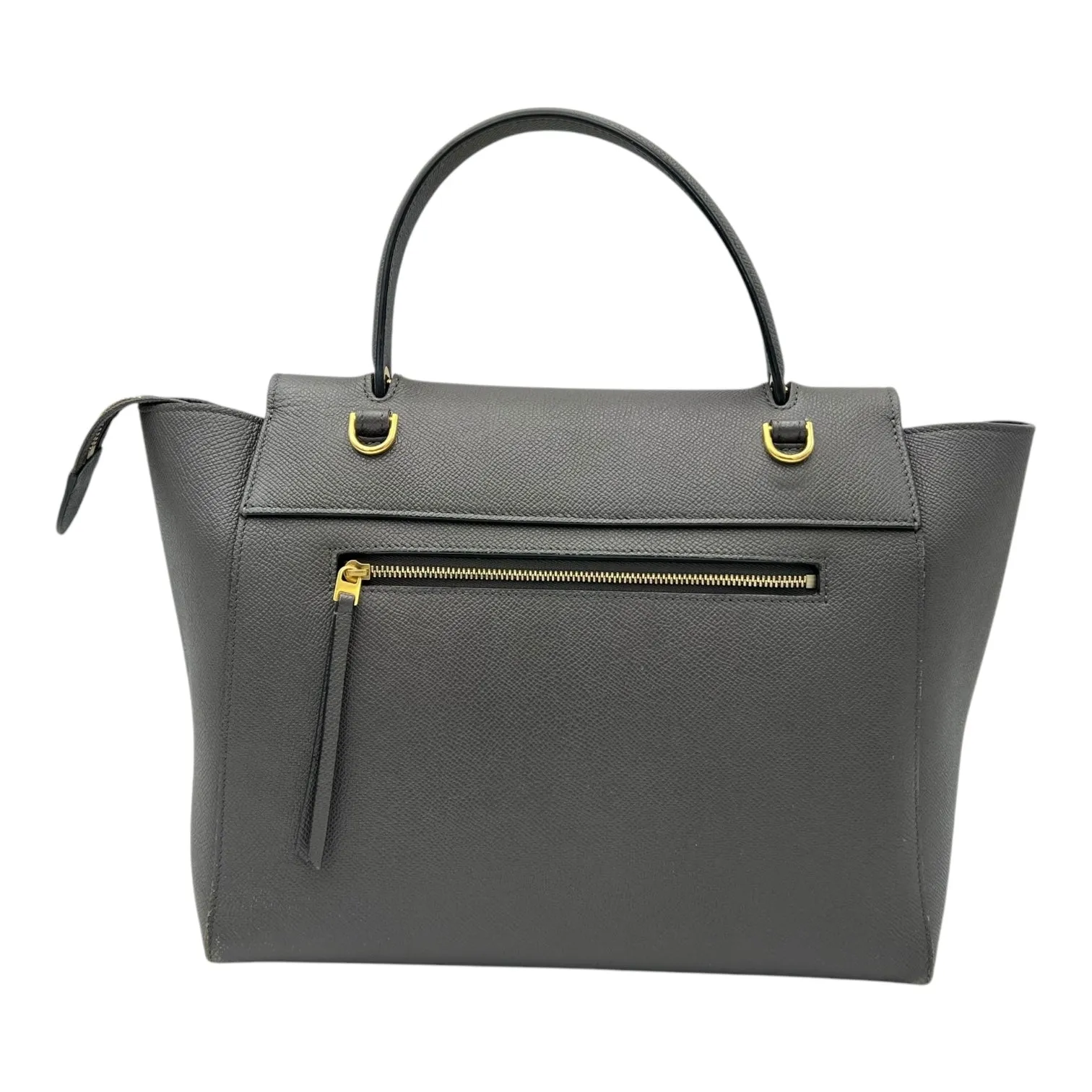 Belt Bag Mini Grey Top Handle Bag in Calfskin, Gold hardware