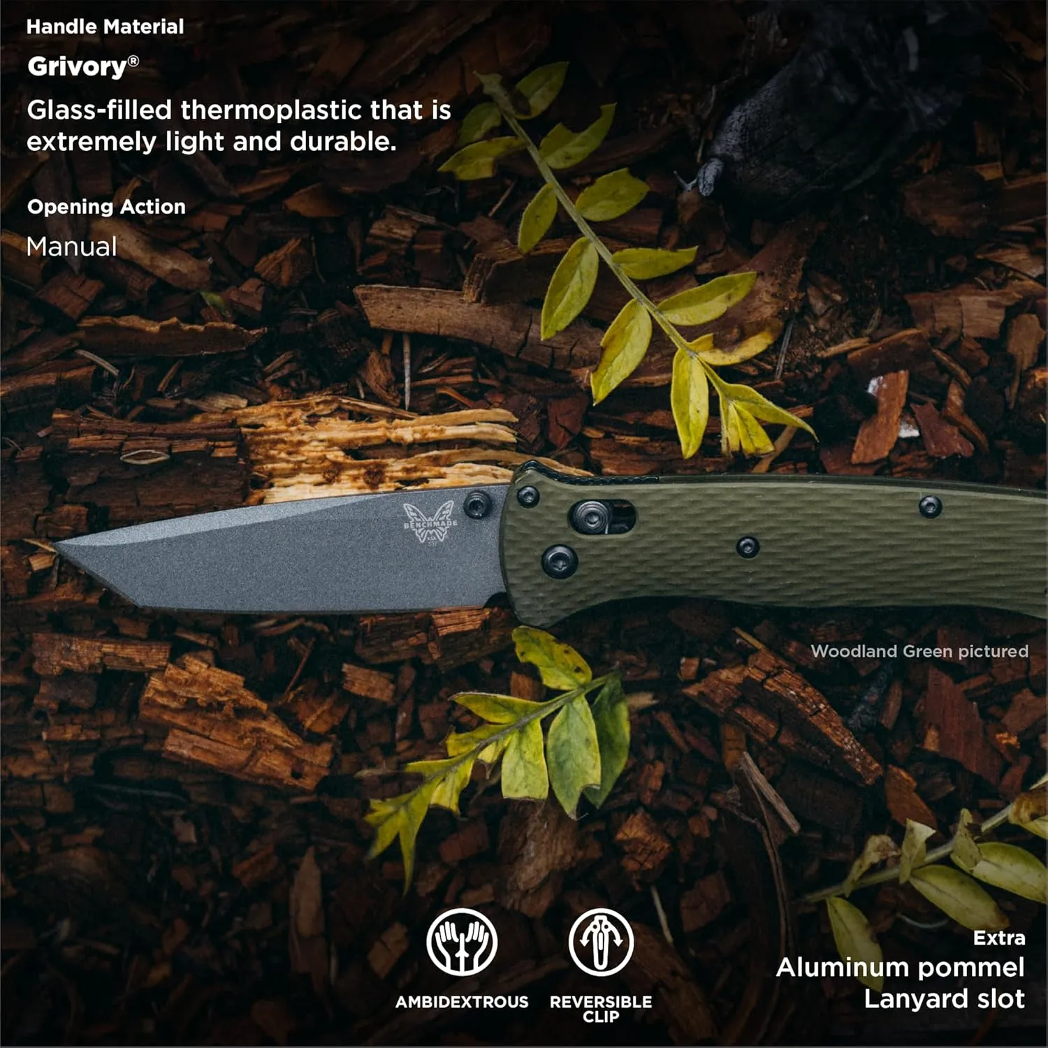 Benchmade - Bailout 537GY EDC Knife, Tanto Blade with Black Grivory Handle (537GY)