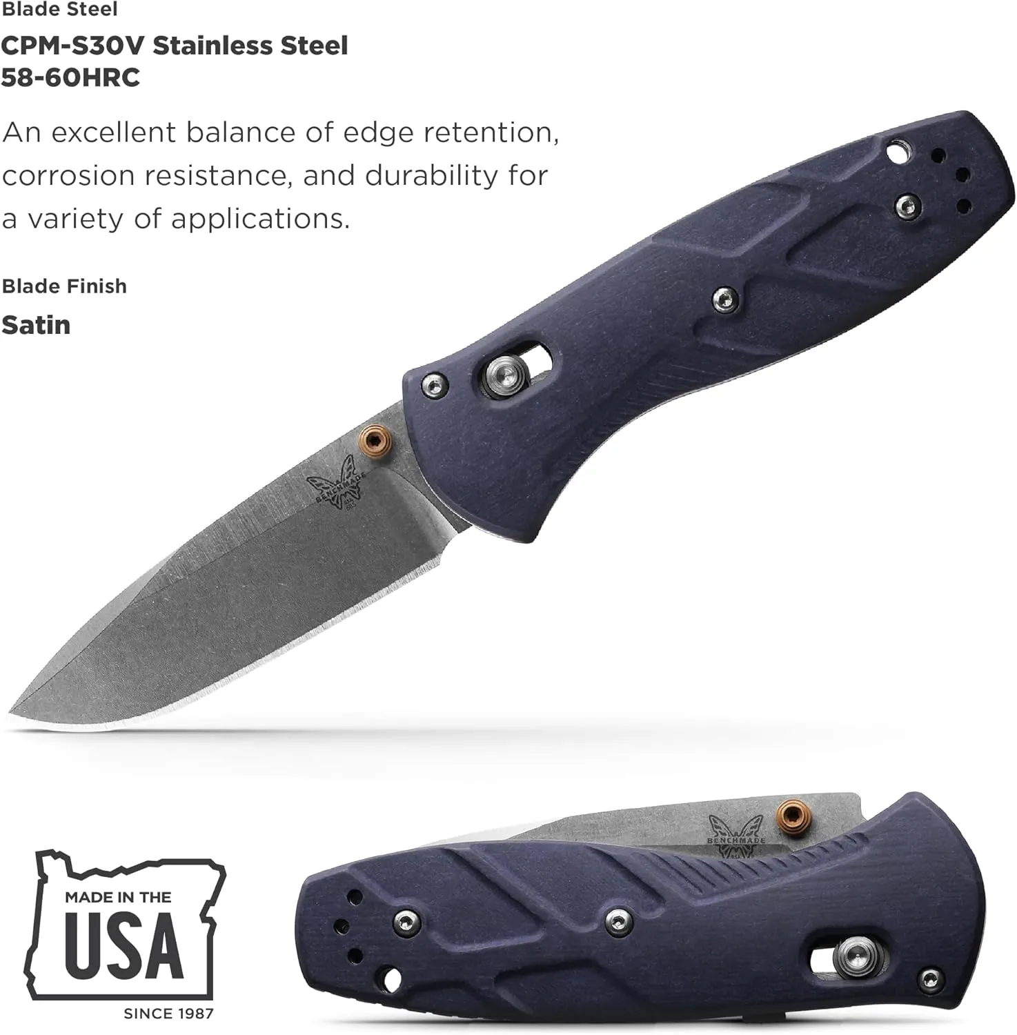 Benchmade - Mini Barrage 585 EDC Knife with Blue Canyon Richlite Handle (585-03)
