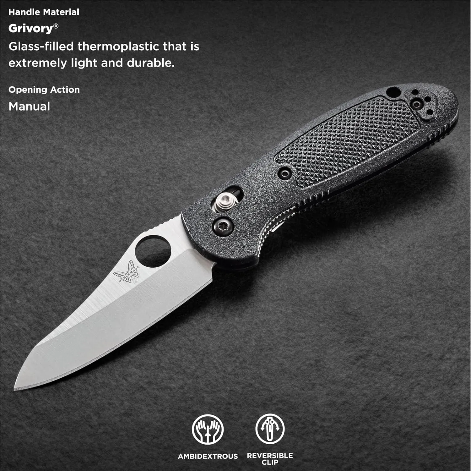Benchmade - Mini Griptilian EDC Knife with CPM-S30V Steel, Drop-Point Blade, Made in the USA