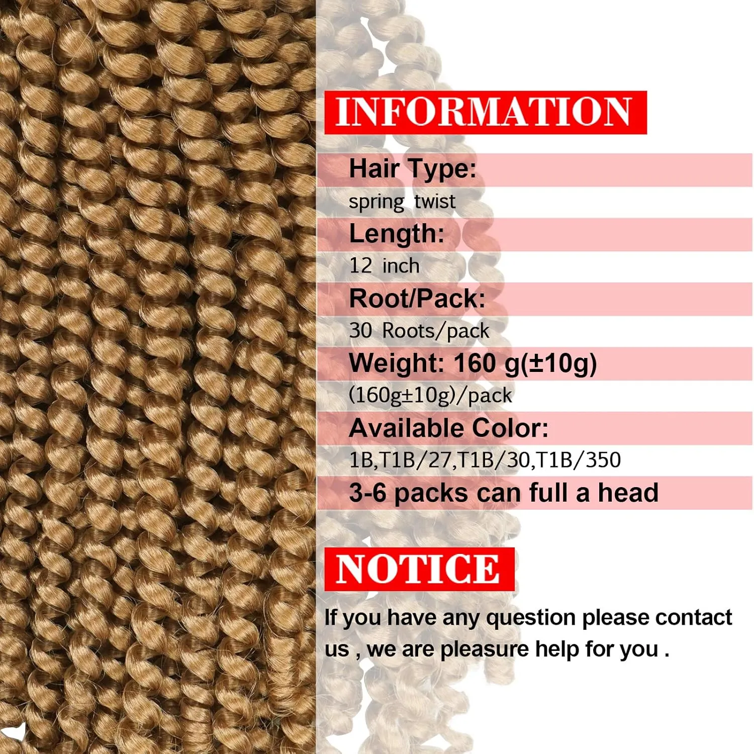 Beyond Beauty 3 Packs 12 Inch Spring Twist Ombre Colors Butterfly locs Crochet Braids Braiding Hair Extensions Low Temperature Fiber 30 Strands 160g/Pack (12 Inch, #27)