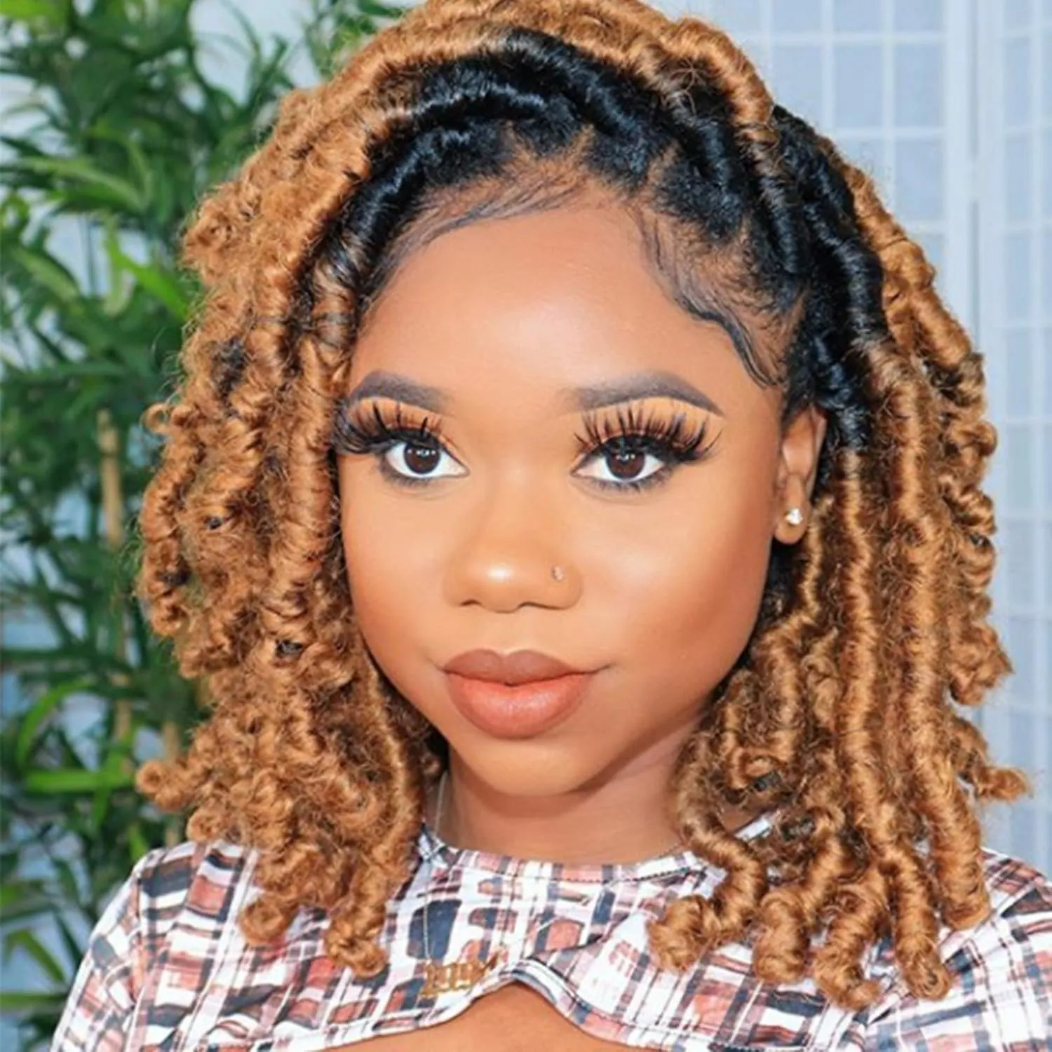 Beyond Beauty 3 Packs 12 Inch Spring Twist Ombre Colors Butterfly locs Crochet Braids Braiding Hair Extensions Low Temperature Fiber 30 Strands 160g/Pack (12 Inch, #27)