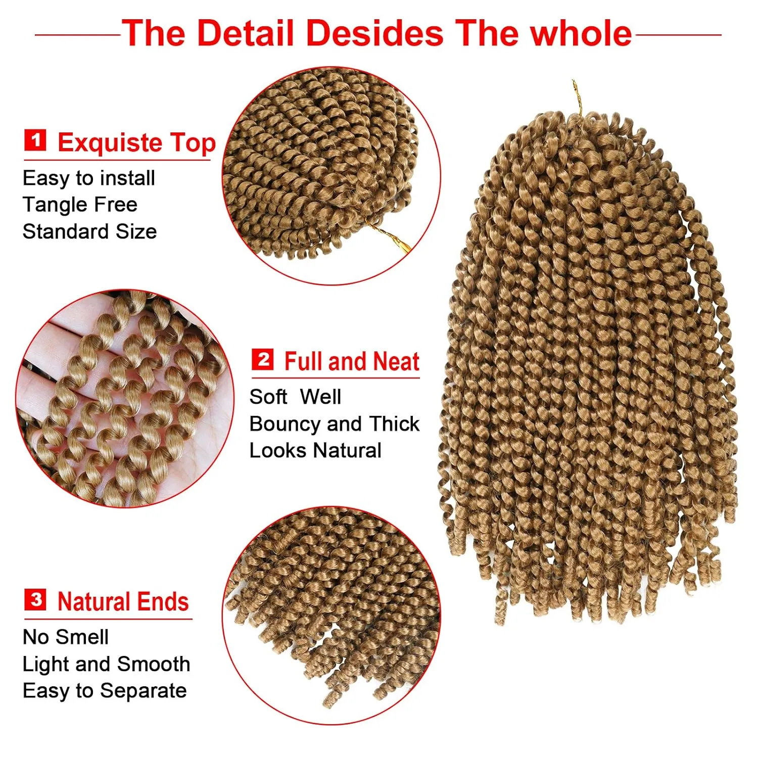 Beyond Beauty 3 Packs 12 Inch Spring Twist Ombre Colors Butterfly locs Crochet Braids Braiding Hair Extensions Low Temperature Fiber 30 Strands 160g/Pack (12 Inch, #27)