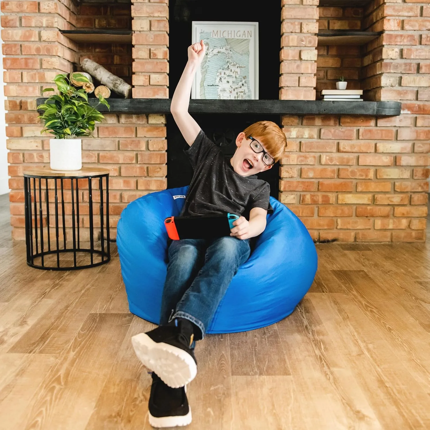 Big Joe Classic Bean Bag Chair, Sapphire Smartmax, Durable Polyester Nylon Blend, 2 feet Round