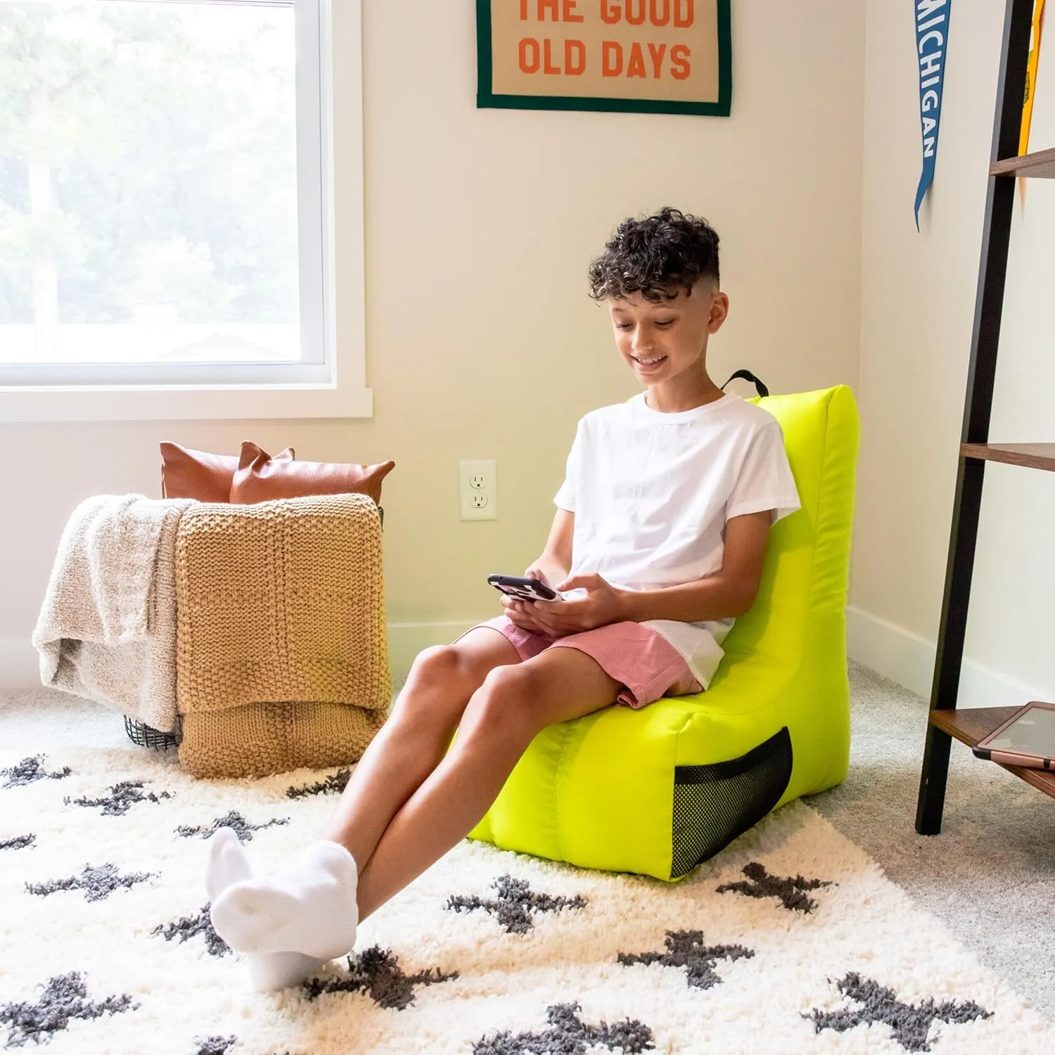 Big Joe Video Lounger Bean Bag Chair, Lime Punch Smartmax, 2 feet