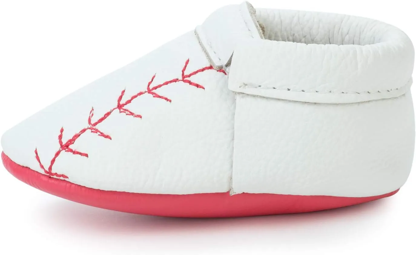 BirdRock Baby Fringeless Moccasins - Genuine Leather Boys and Girls Shoes for Newborns, Infants, Babies, Toddlers